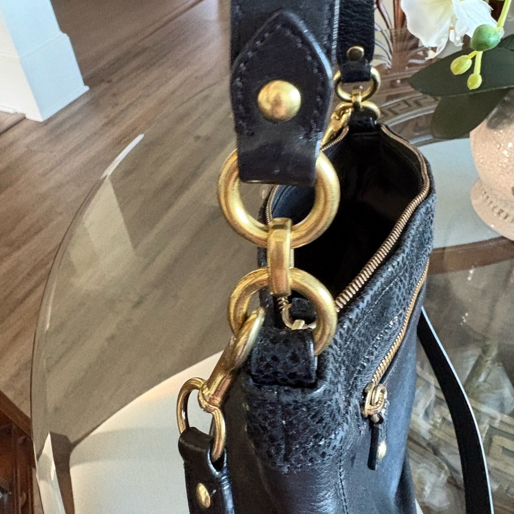 🖤🖤COACH ASHLEY BLACK LEATHER HIPPIE/SHOULDER/CROSSBODY BAG!🖤🖤 - Picture 6 of 8